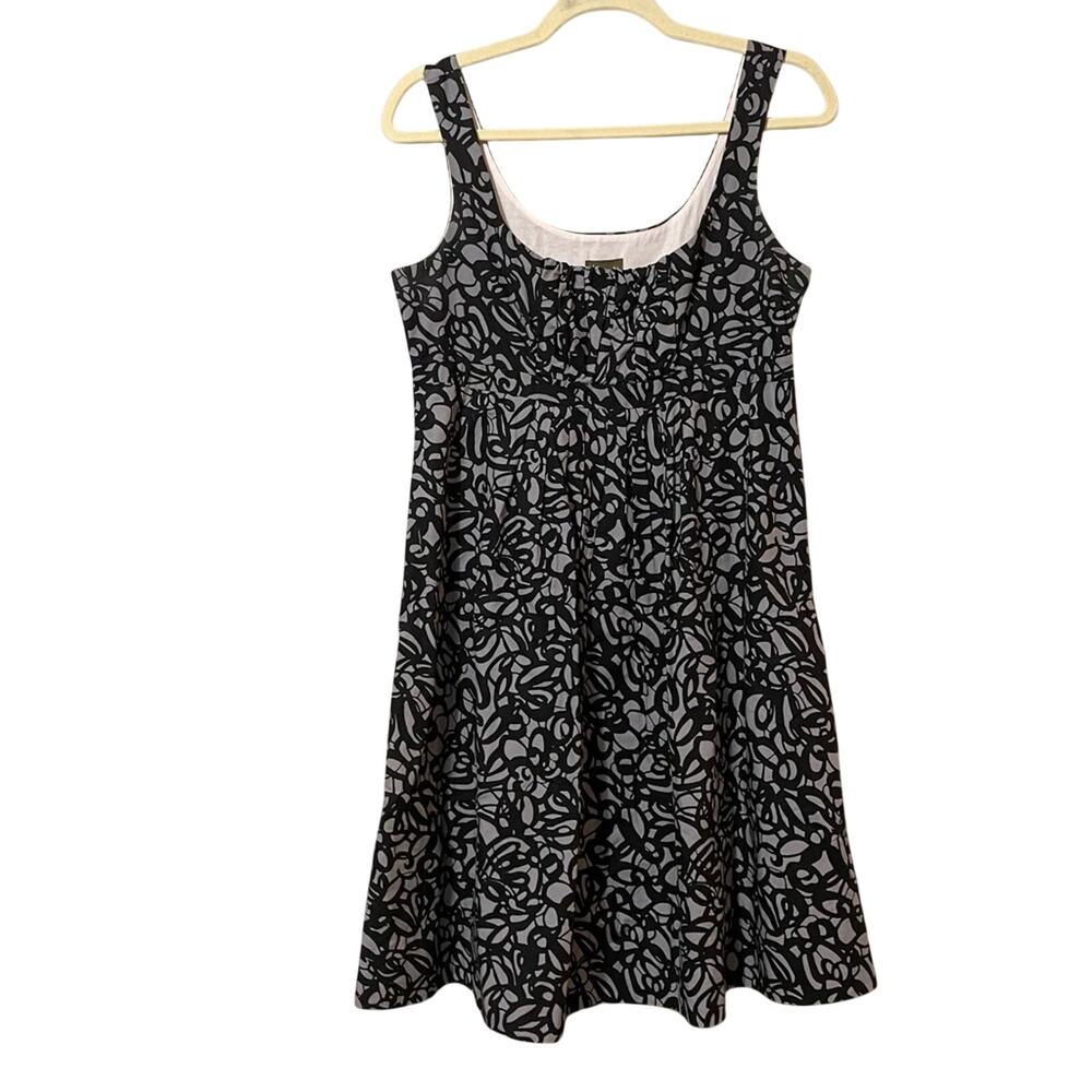 Anthropologie Fei Grey Black Floral A Line Dress Womens 6 Babydoll Y2k Mini